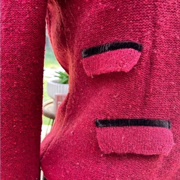Laureate Lane Anthropology Sweater/Blazer Red Vintage Wool Academia Minimalist S - Picture 4 of 7